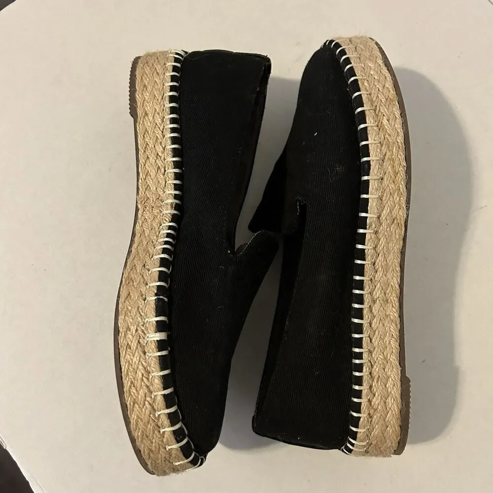 Joie Cara Espadrille Slip On Shoes Black Womens 8 Coastal Cruise Travel Boho